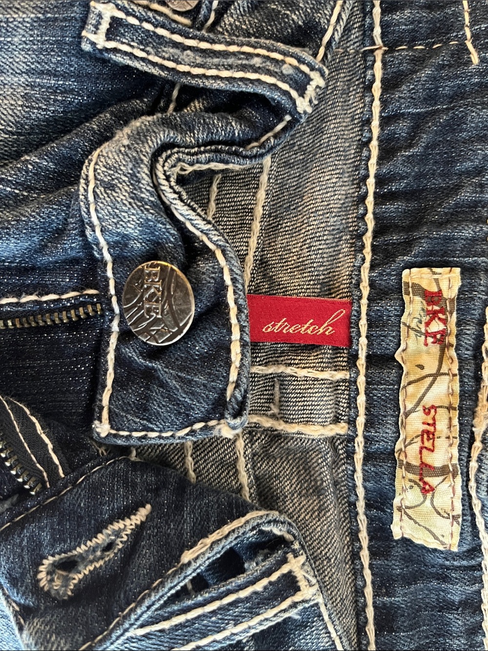BKE Women's Blue Distressed Denim Shorts - Picture 6 of 6